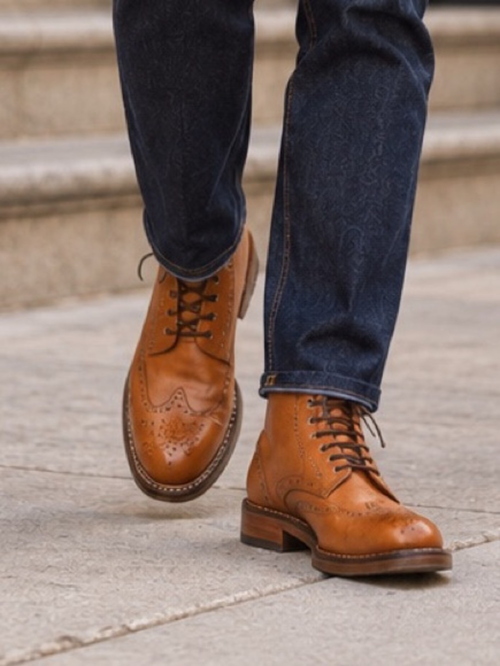 Aston Grey Payton Wingtip Leather boots 1008832 Erane Sz 9.5